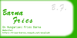 barna fries business card